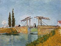 Le pont de l'Anglis a Arles avec dame au parapluie mai 1888